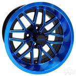 14" Blue Golf Cart Wheel, 14X7 RX281 Rhox & Black Single. Fixed Price $100.00.