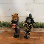 Vintage Jester Cat Clown Doll Unicycle Painted Porcelain Face Set Of 2. Fixed Price $40.00.