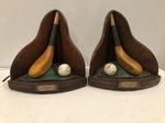 Golf Bookends Mcewan (C1865) & Philp (C1840) Clubs And Balls. Fixed Price $15.99.