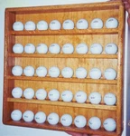 Solid Oak 40 Logo Golf Ball Rack Display Case. Fixed Price $60.00.