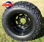 Golf Cart Black Steel Wheels/rims And 18"X9"-10" Dot All Terrain Tires (4). Fixed Price $389.00.