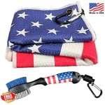 Golf Club Brush And Amercian Flag Towels, Groove Cleaner Cleaning Kit,. Fixed Price $23.99.