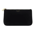 New Luxe Authentic Limited Gucci Gold Logo Black Velvet Pouch Purse Bag Sealed. Fixed Price $199.99.