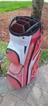 Golf Cart Bag Callaway Org Chev 14 Div Red Black White Shoulder Strap Rain Cover. Fixed Price $79.00.