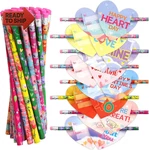 Ceiba Tree Valentines Day Pencils With Cards Kids Heart Bulk Eraser. Fixed Price $14.46.