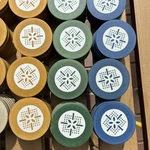 256 Clay Poker Chips Inlaid Design Paranoid Style Die Cut Casino Nevada. Fixed Price $289.00.