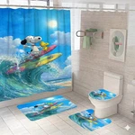 Snoopy Cartoon Lover Bathroom Set Shower Curtain Rug Toilet Seat Lid Covers. Fixed Price $35.99.