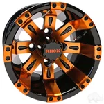 Golf Cart (4) Rhox 10'' Wheels Vegas Black With Orange 10X7 Rim. Fixed Price $400.00.