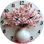 Cherry Blossom Vase Wooden Silent Wall Clock No Battery Holiday Home Decors. Fixed Price $23.99.