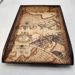 Vintage Wooden Paper Old World Decor Desk Organizer Pads On Bottom 13" X 9.5". Fixed Price $30.00.