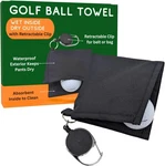 Golf Ball Towel Wet Inside Dry Outside With Retractable Keychain Small, Black. Fixed Price $22.99.