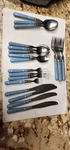 Set Of 20 Lifetime Flatware Light Blue Made Korea Riveted. Fixed Price $25.00.