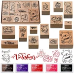15 Pcs Valentines Day Wooden Rubber Stamps Craft Ink Pads Card Making Decor. Fixed Price $39.28.