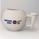 Vtg Vantage Golf Coffee Mug/cup Ball Shaped W/tee Handle Senior Pga Tour. Fixed Price $12.99.