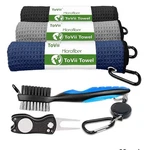 Golf Towel Microfiber Waffle Pattern Brush Tool Kit, Club Groove Cleaner Set. Fixed Price $18.50.
