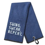 Dyjybmy Swing Swear Repeat Funny Blue Golf Towel, Embroidered Navy. Fixed Price $25.62.