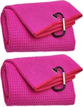 Pack Tri-fold Golf Towel Set, Microfiber Fabric Waffle Pattern Pink X2. Fixed Price $18.69.