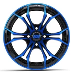 15 X 7 Gtw Spyder Black With Blue Accents Golf Cart Wheel 19-308. Fixed Price $104.95.