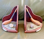 Set English Antique Golf Club Theme Mahogany Bookends. Fixed Price $20.00.