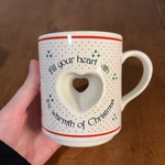 Vintage Papel Japan Christmas Mug Heart Cut Out Double Wall Design. Fixed Price $21.99.