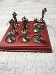 Golf Tic Tac Toe Game Pewter Figurines & Wood Board 5 Men Balls Set. Fixed Price $10.00.