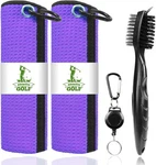 Attractive Golf Towels, Microfiber Waffle Small, 2 Purple Towel+black Brush. Fixed Price $25.99.