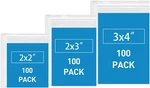 Small Plastic Bags, 300 Pcs Mini Baggies Assorted Sizes 2X2 2X3 3X4 Inch.. Fixed Price $10.46.