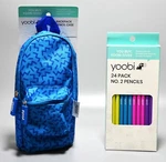 Yoobi Backpack Case Blue Abstract And 24 No Pencils Multicolor. Fixed Price $9.44.