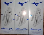Three (3) New 2026 Mens Mizuno Pro Golf Gloves, Pick Size, White/black. Fixed Price $62.00.