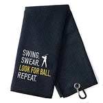 Dyjybmy Look For Ball Golf Towel, Embroidered With Clip, Black. Fixed Price $23.07.