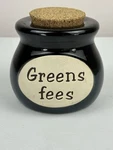 Fun Golf Themed Pottery "greens Fees" Jar With Cork. Fixed Price $14.24.