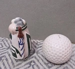 Vtg Golf Bag And Ball Salt Pepper Shaker Set Ceramic Multicolored #118. Fixed Price $11.24.