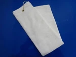 White Port Authority Tri-fold Terry Velour Golf Towel W/hook & Grommet, New. Fixed Price $6.97.