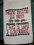 Funny Embroidered Hand Towel "i Suck At Being Housewife". Fixed Price $8.99.