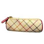 Coach Golf Ball Pouch Case Multicolor Tattersall Plaid Coated Canvas Pink Trim. Fixed Price $108.00.