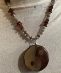 Yin Yang Necklace Baltic Sea Amber & Vintage Handcrafted Agate/jasper Pendant. Fixed Price $49.99.