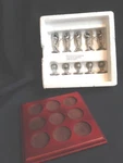 Crest & Foster Pewter Tic-tac-toe Game Cherry Wood Board Golfers Balls. Fixed Price $20.00.