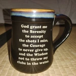 Born Golf W/ Prayer Back Stoneware Pottery Burton+burton Coffee Cup Mug. Fixed Price $5.99.