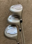 Set 0F Ladies Wilson Ultra Golf Woods 13 5 7 Graphite Shafts Gold Color Rh. Fixed Price $59.90.