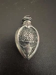 Antique Sterling Silver Miniature Perfume Bottle Flask Floral Basket Two Sided. Fixed Price $125.00.