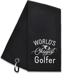 Hafhue World's Okayest Golfer Embroidered Towel, 15.8 X 23.6 In, Black. Fixed Price $25.99.