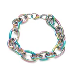 Stainless Steel Figaro Bracelet Lobster Rainbow Purple Multi-color 8.2 Z43. Fixed Price $9.99.