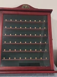 Cherry Mahogany Golf Ball Display Case Wood Cabinet Wall Mount Holds 63 L45. Fixed Price $220.00.