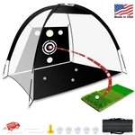 Golf Net Upgraded All-in-one 10X7FT Practice With 5 Real Balls, Tri-t. Fixed Price $61.99.