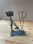 Handmade Metal Golfer Sculpture Nut Bolt Art Desk Card Holder. Fixed Price $23.95.