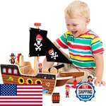 Artcreativity Wooden Pirate Ship Toy Set For Kids - Play. Fixed Price $79.12.