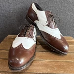 Vtg - Footjoy Classics Dry Mens Golf Shoes White & Brown Leather Size 10. Fixed Price $135.00.