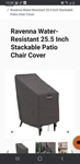 Ravenna 25.5" Water-resistant Stackable Patio Chair Cover. Fixed Price $20.00.