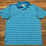 Pga Protour Mens Xl Short Sleeve Polo Golf Shirt Fitted Blue Stripes. Fixed Price $10.00.