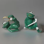 Frog Figurines Golf Tennis Sports Jsny Taiwan Ceramic Miniature Green Set Of 2. Fixed Price $14.95.